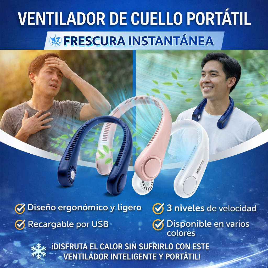 ❄️ VENTILADOR DE CUELLO ARCTIC AIR FREEDOM — Frescura sin usar las manos